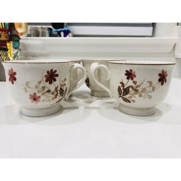 NORITAKE VERSATONE OUTLOOK CHINA B305W10 4 TEA CUPS & SAUCERS - Picture 4 of 16